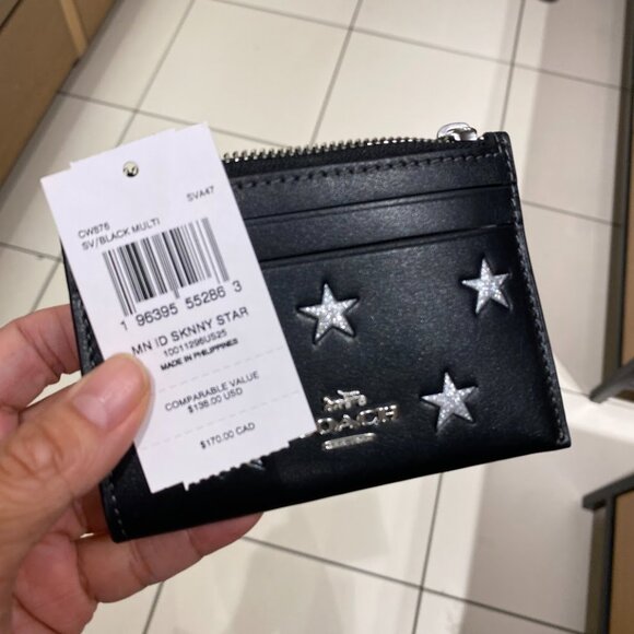 Coach Mini Skinny Id Case With Star Print CW876 Chalk - Picture 15 of 15